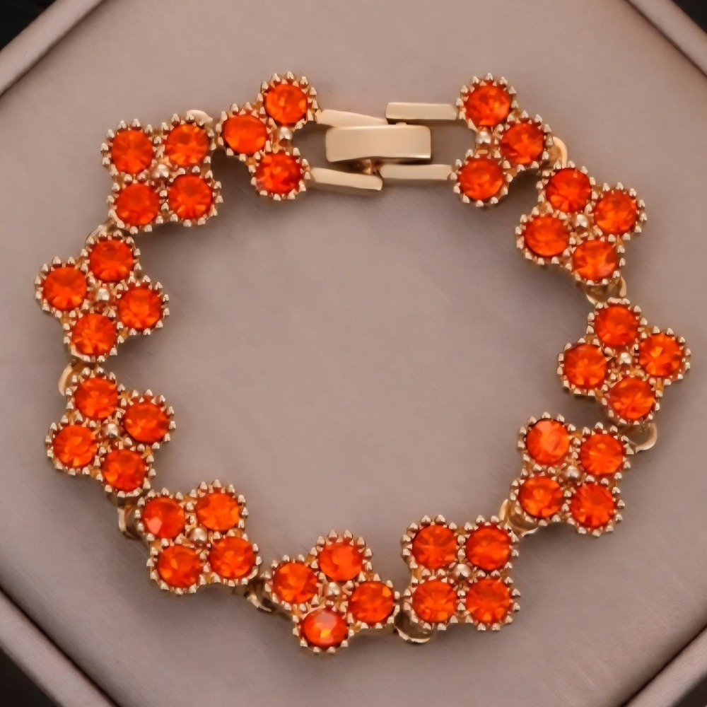 Elegant Orange Floral Bracelet